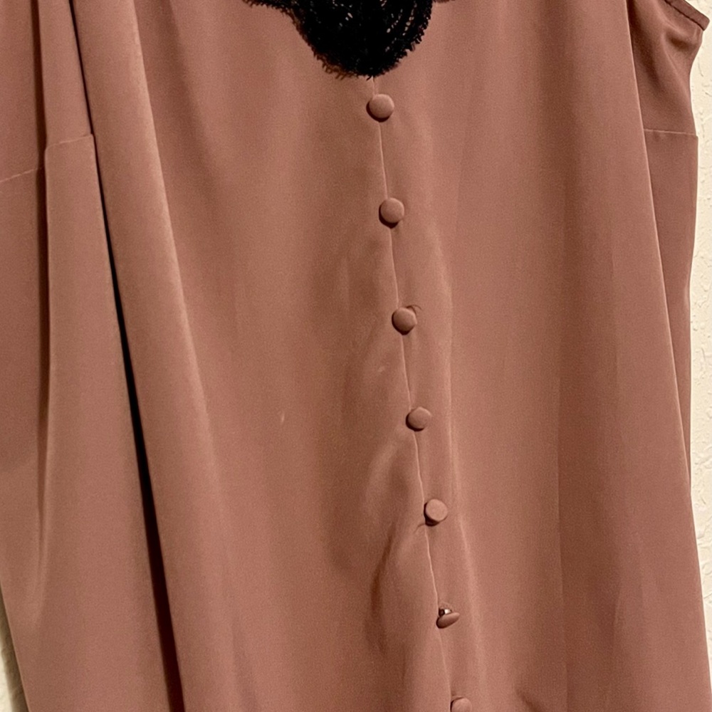 Gu Torrid Mauve & Black Chablis Button Down Lace … - image 3